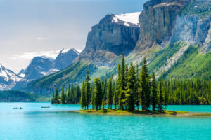 Majestic mountain lake in Canada